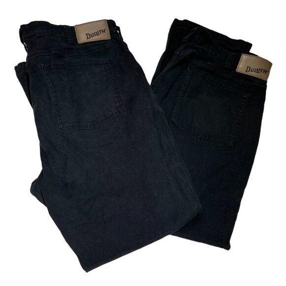 2- Duluth Flex Fire Hose Jeans Dirty Men's Relaxed Fit 38x30 Black Workwear - Picture 1 of 16